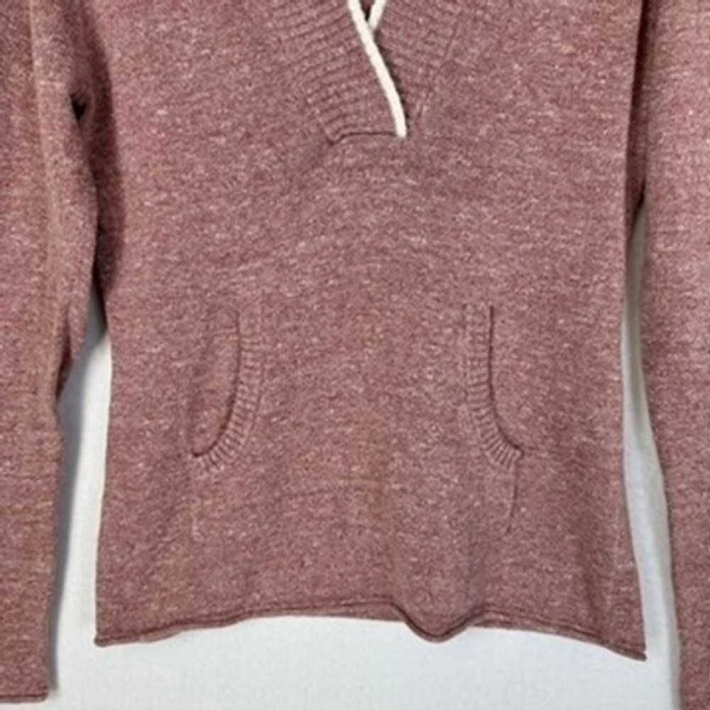 Eddie Bauer Womens Heathered Burgundy Pullover Sweater Hoodie Size S - Picture 3 of 6
